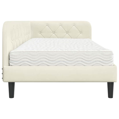 Cornice del letto ad angolo Crema 90 x 190 cm Velluto | homemem39