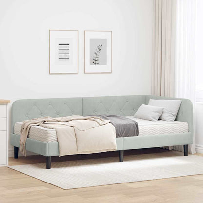 Cornice del letto ad angolo Grigio chiaro 90 x 200 cm Velluto | homemem39