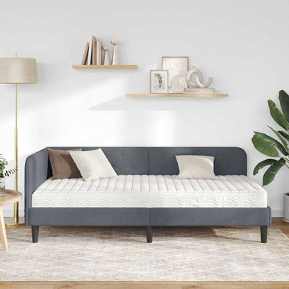 Cornice del letto ad angolo Grigio scuro 90 x 200 cm Velluto | homemem39