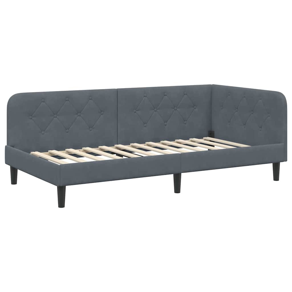 Cornice del letto ad angolo Grigio scuro 90 x 200 cm Velluto | homemem39