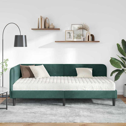 Cornice del letto ad angolo Verde Scuro 90 x 200 cm Velluto | homemem39