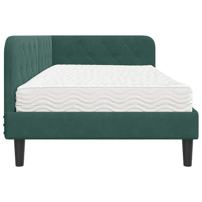 Cornice del letto ad angolo Verde Scuro 90 x 200 cm Velluto | homemem39