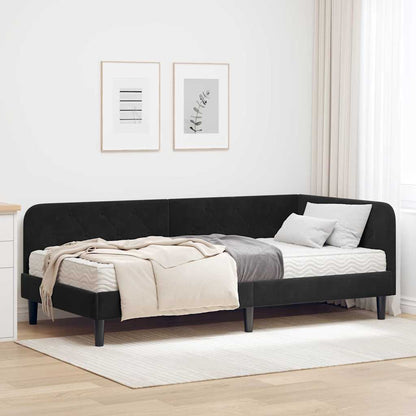 Cornice del letto ad angolo Nero 90 x 200 cm Velluto | homemem39