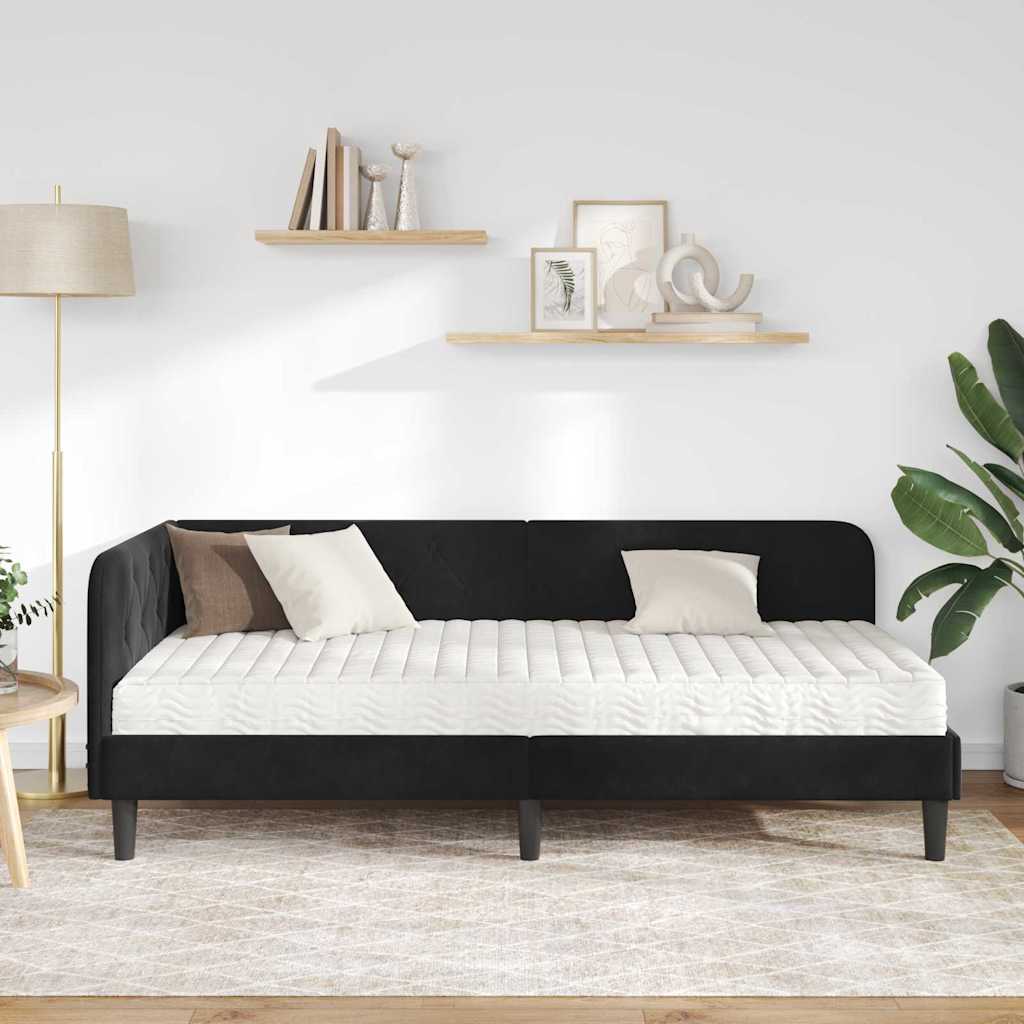 Cornice del letto ad angolo Nero 90 x 200 cm Velluto | homemem39