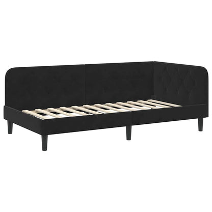 Cornice del letto ad angolo Nero 90 x 200 cm Velluto | homemem39