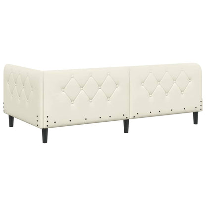 Cornice del letto ad angolo Crema 90 x 200 cm Velluto | homemem39