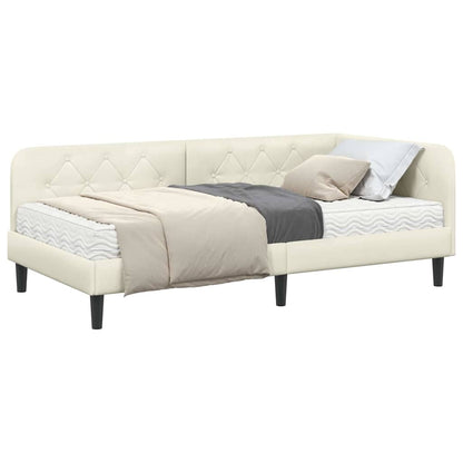 Cornice del letto ad angolo Crema 90 x 200 cm Velluto | homemem39
