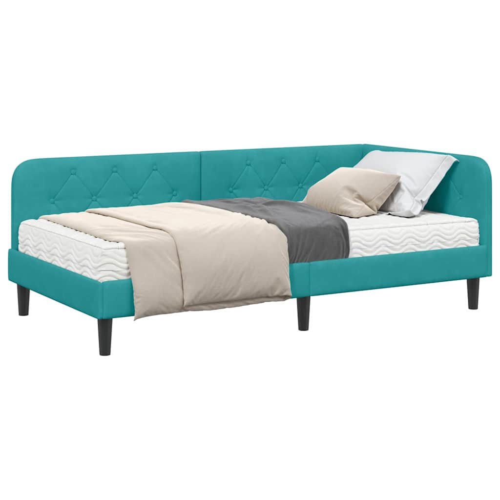 Cornice del letto ad angolo Turchese 90 x 200 cm Velluto | homemem39