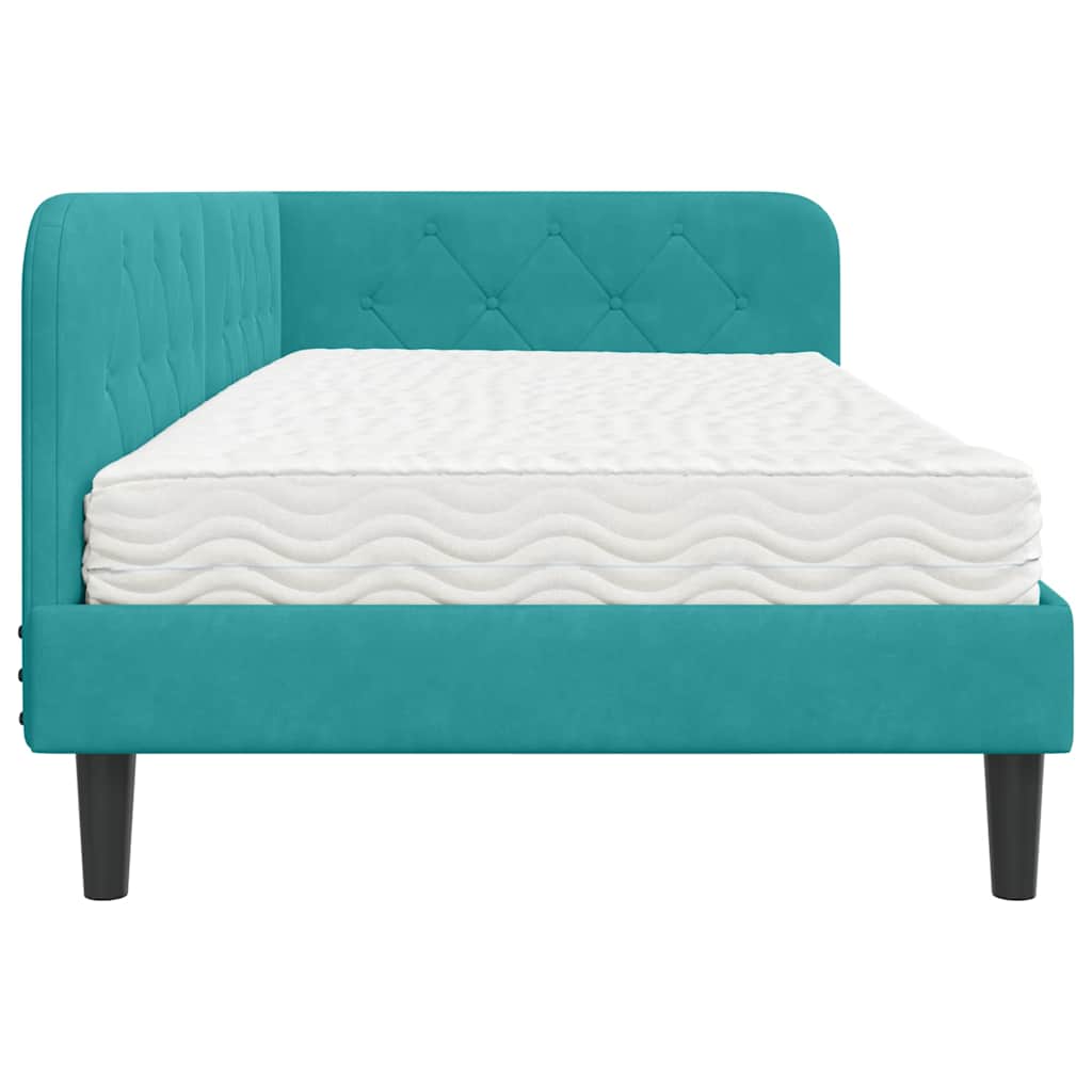 Cornice del letto ad angolo Turchese 90 x 200 cm Velluto | homemem39