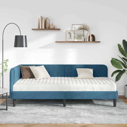 Cornice del letto ad angolo Blu 100 x 200 cm Velluto | homemem39