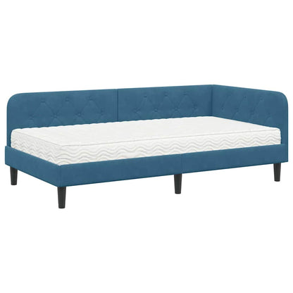 Cornice del letto ad angolo Blu 100 x 200 cm Velluto | homemem39
