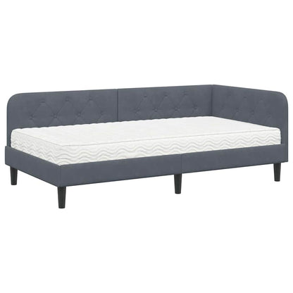 Cornice del letto ad angolo Grigio scuro 100 x 200 cm Velluto | homemem39