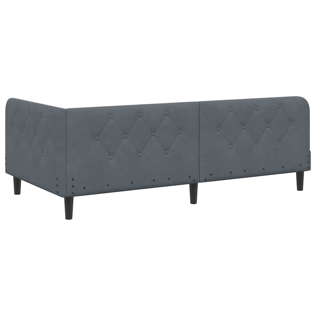 Cornice del letto ad angolo Grigio scuro 100 x 200 cm Velluto | homemem39