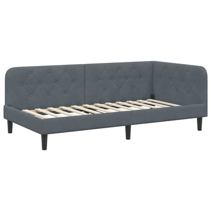 Cornice del letto ad angolo Grigio scuro 100 x 200 cm Velluto | homemem39