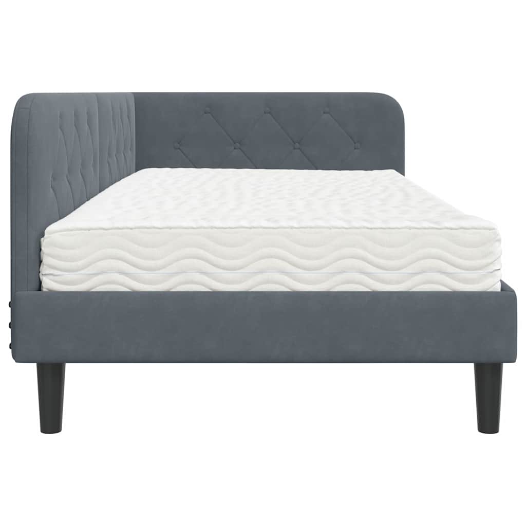 Cornice del letto ad angolo Grigio scuro 100 x 200 cm Velluto | homemem39