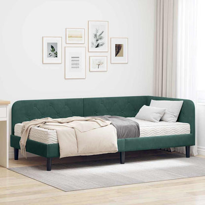 Cornice del letto ad angolo Verde Scuro 100 x 200 cm Velluto | homemem39