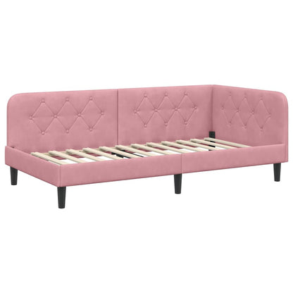 Cornice del letto ad angolo Rosa 100 x 200 cm Velluto | homemem39