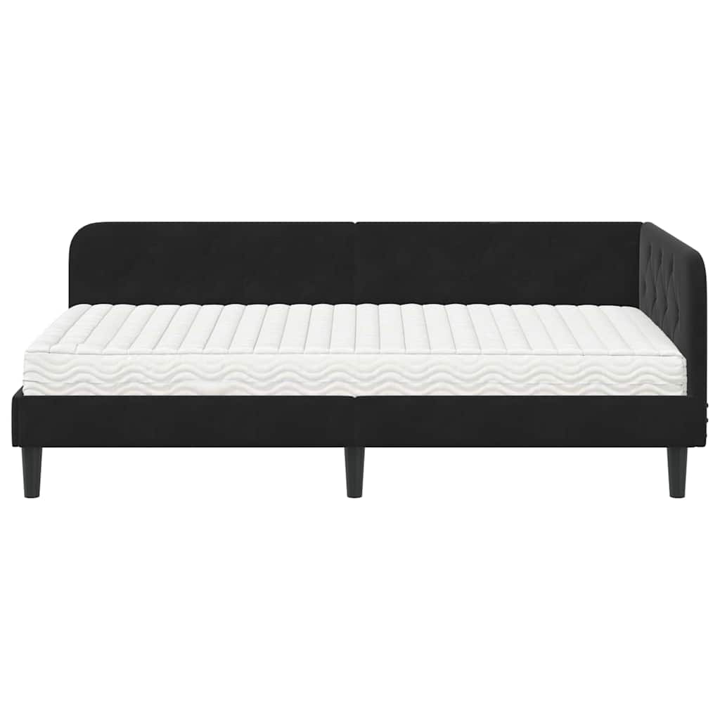Cornice del letto ad angolo Nero 100 x 200 cm Velluto | homemem39