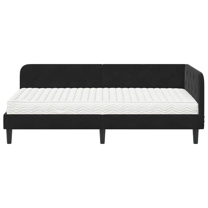 Cornice del letto ad angolo Nero 100 x 200 cm Velluto | homemem39