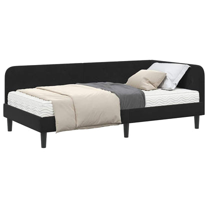 Cornice del letto ad angolo Nero 100 x 200 cm Velluto | homemem39