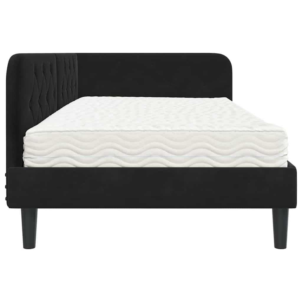 Cornice del letto ad angolo Nero 100 x 200 cm Velluto | homemem39