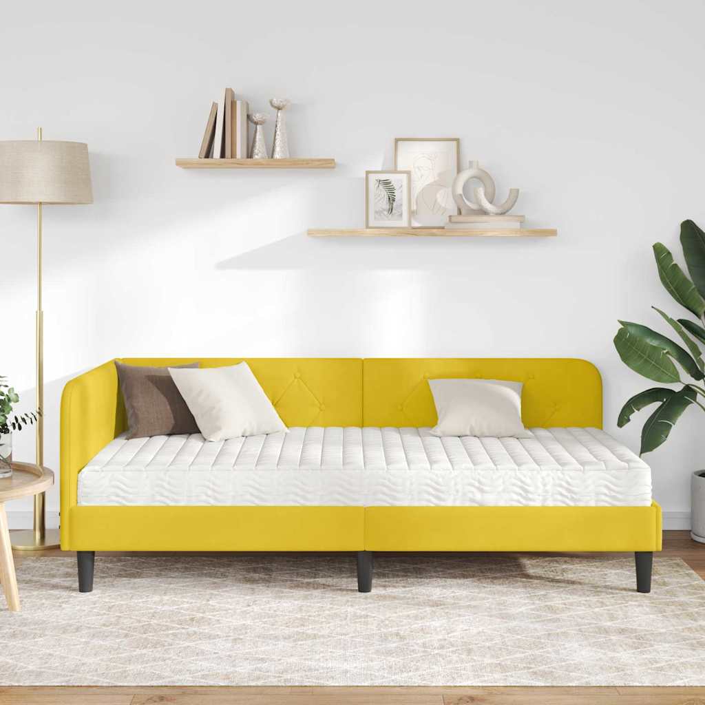 Cornice del letto ad angolo Giallo 100 x 200 cm Velluto | homemem39