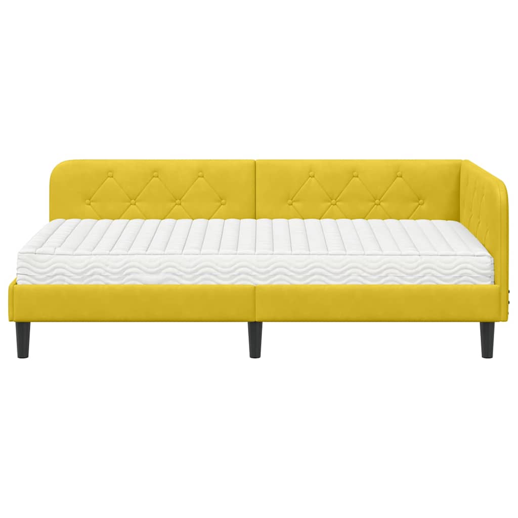 Cornice del letto ad angolo Giallo 100 x 200 cm Velluto | homemem39