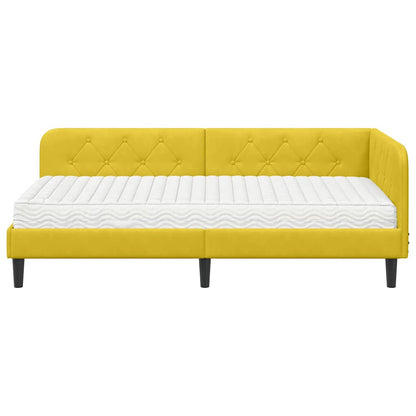 Cornice del letto ad angolo Giallo 100 x 200 cm Velluto | homemem39