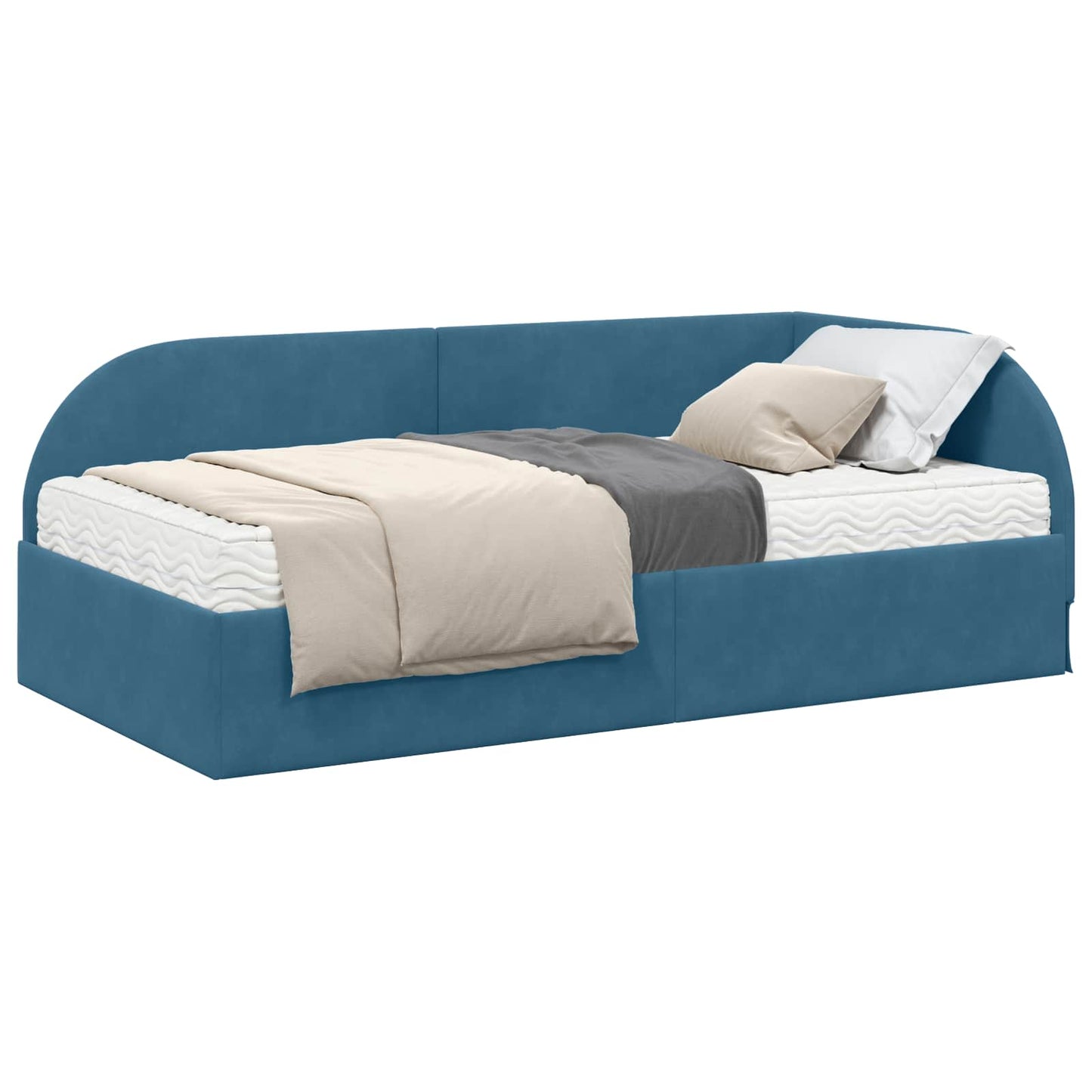 Struttura Letto Angolare con Materasso 2 pcs Blu Velluto