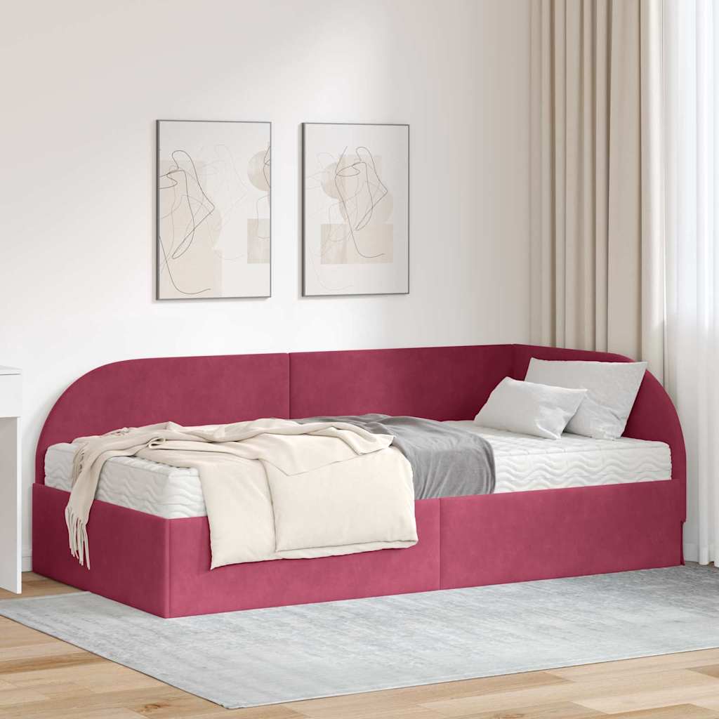 Struttura Letto Angolare con Materasso 2 pcs Verde Velluto