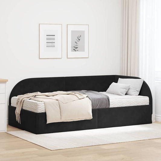 Struttura Letto Angolare con Materasso 2 pcs Nero Velluto | homemem39