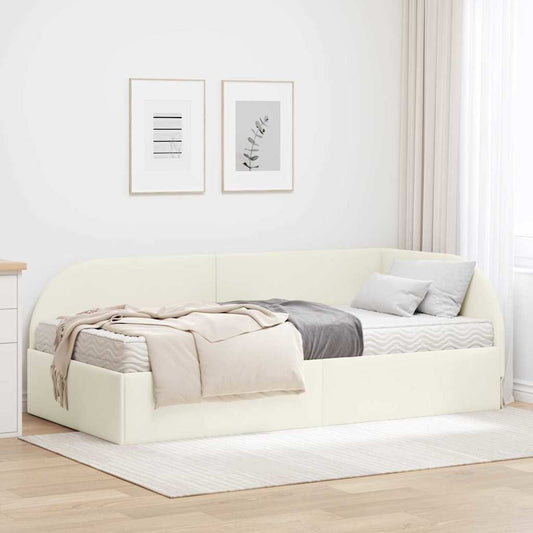 Struttura Letto Angolare con Materasso 2 pz Crema 80 x 200 cm