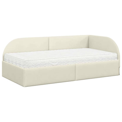 Struttura Letto Angolare con Materasso 2 pcs Crema Velluto