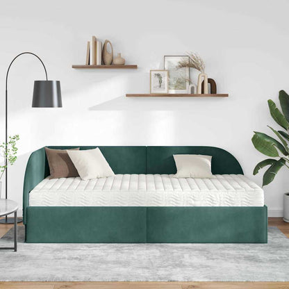 Struttura Letto Angolare con Materasso 2 pcs Verde Velluto