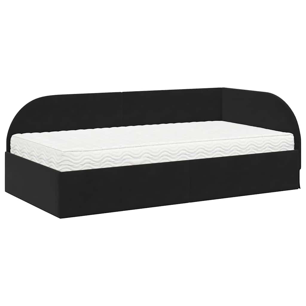 Struttura Letto Angolare con Materasso 2 pcs Nero Velluto