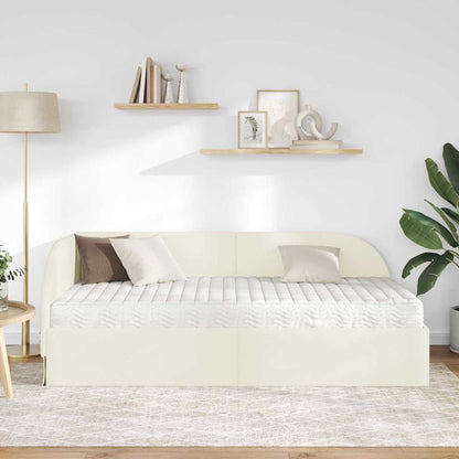 Struttura Letto Angolare con Materasso 2 pcs Crema Velluto