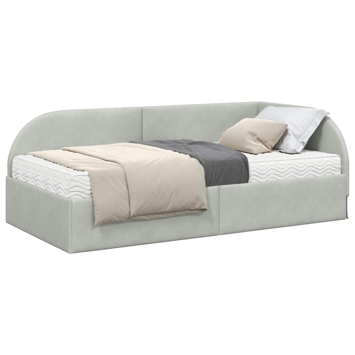 Struttura Letto Angolare con Materasso 2 pcs Grigio chiaro