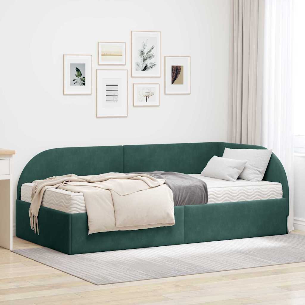 Struttura Letto Angolare con Materasso 2 pcs Verde Velluto