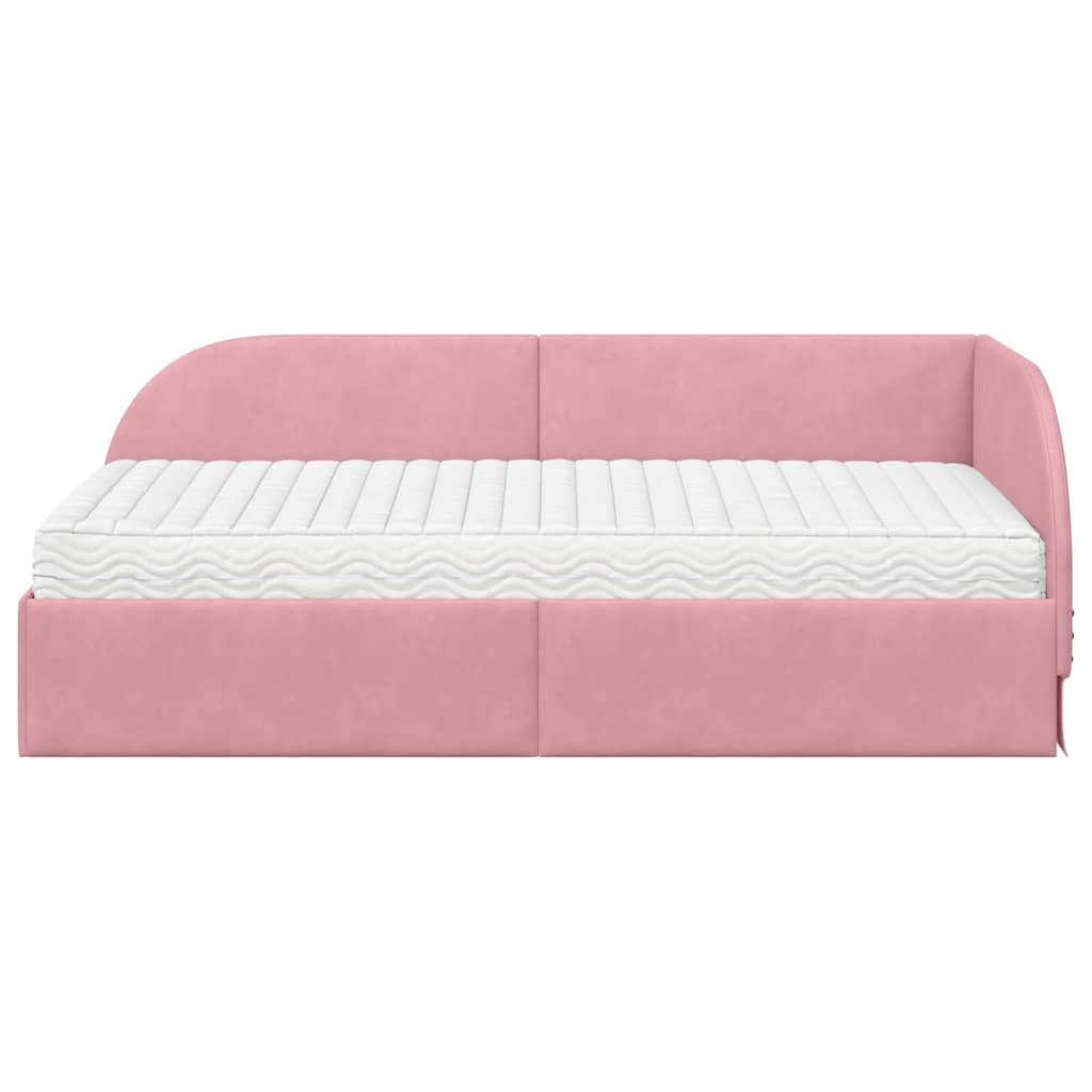 Struttura Letto Angolare con Materasso 2 pcs Rosa Velluto | homemem39