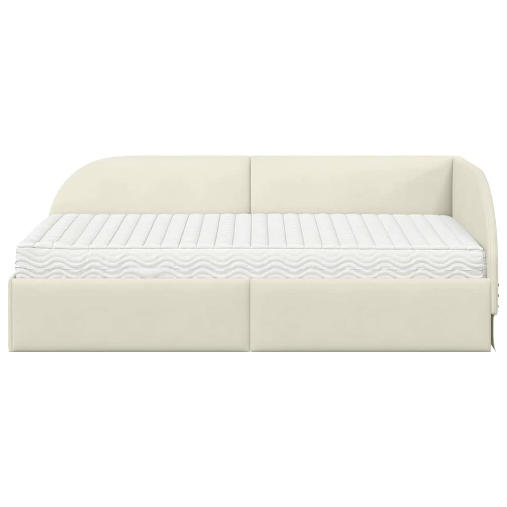 Struttura Letto Angolare con Materasso 2 pcs Crema Velluto | homemem39