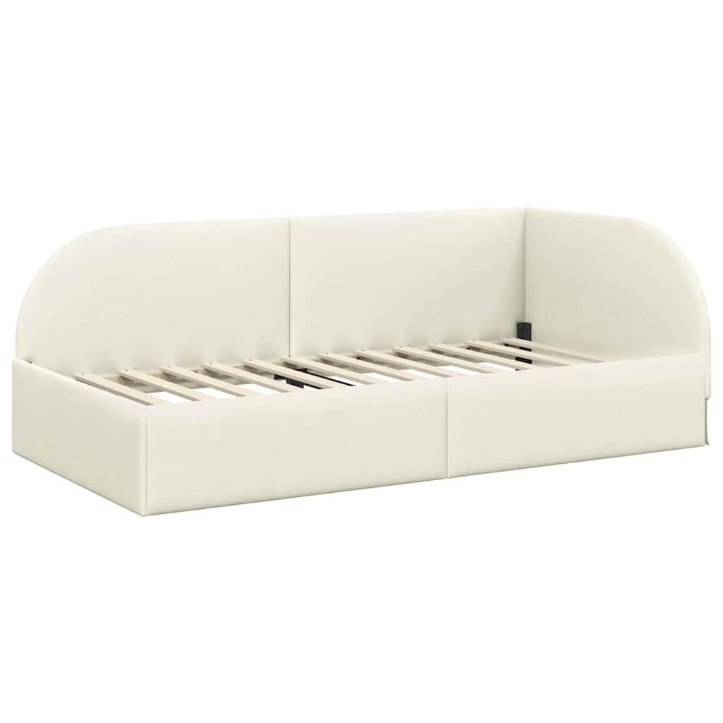 Struttura Letto Angolare con Materasso 2 pcs Crema Velluto | homemem39