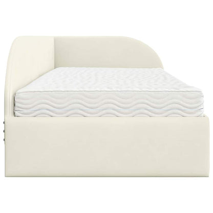 Struttura Letto Angolare con Materasso 2 pcs Crema Velluto | homemem39