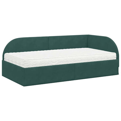 Struttura Letto Angolare con Materasso 2 pcs Verde Velluto