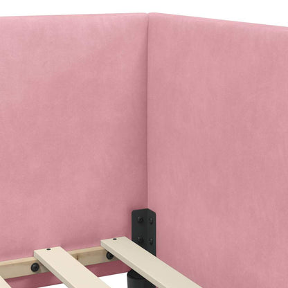 Struttura Letto Angolare con Materasso 2 pcs Rosa Velluto