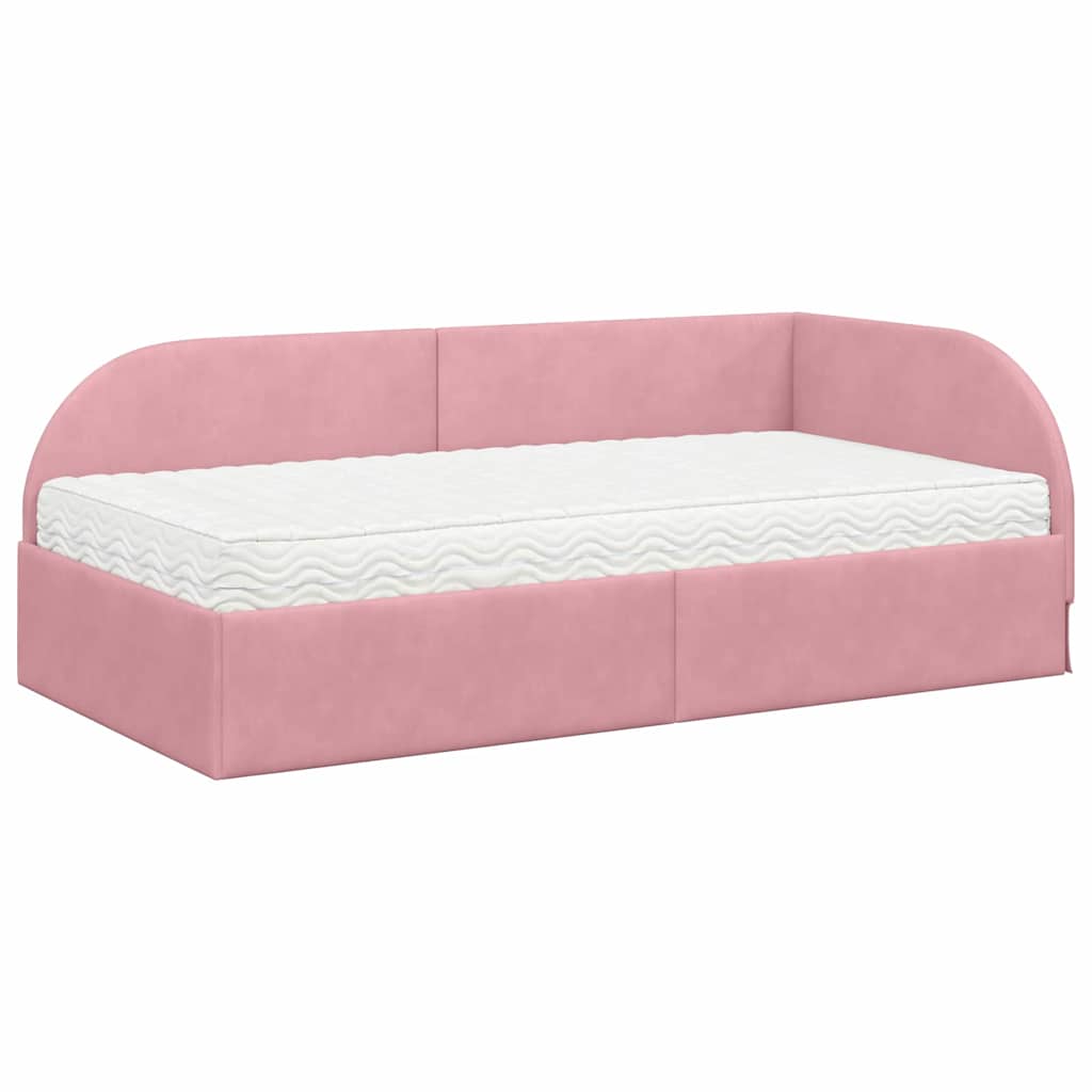 Struttura Letto Angolare con Materasso 2 pcs Rosa Velluto