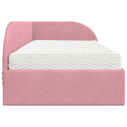 Struttura Letto Angolare con Materasso 2 pcs Rosa Velluto