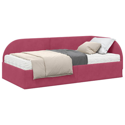 Struttura Letto Angolare con Materasso 2 pcs Rosso Velluto