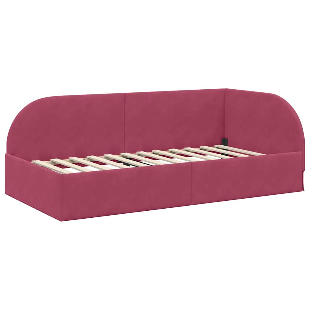 Struttura Letto Angolare con Materasso 2 pcs Rosso Velluto