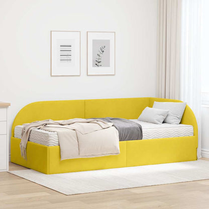 Struttura Letto Angolare con Materasso 2 pcs Giallo Velluto