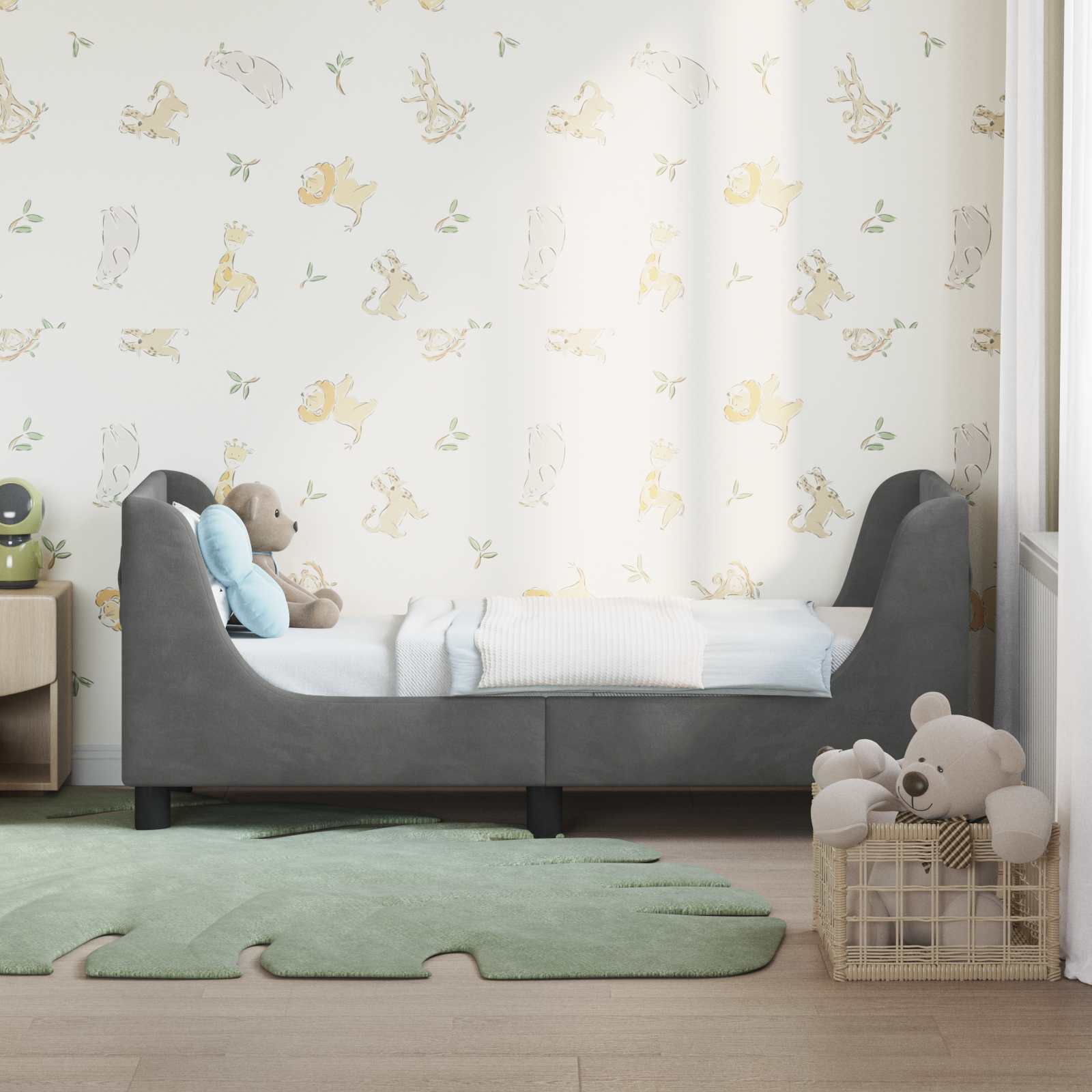 Struttura letto per bambini con testata Grigio Scuro Velluto | homemem39